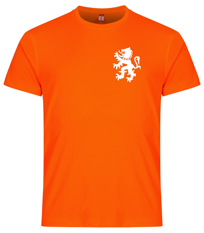 Leeuw wit borstlogo koningsdag Heren sportshirt
