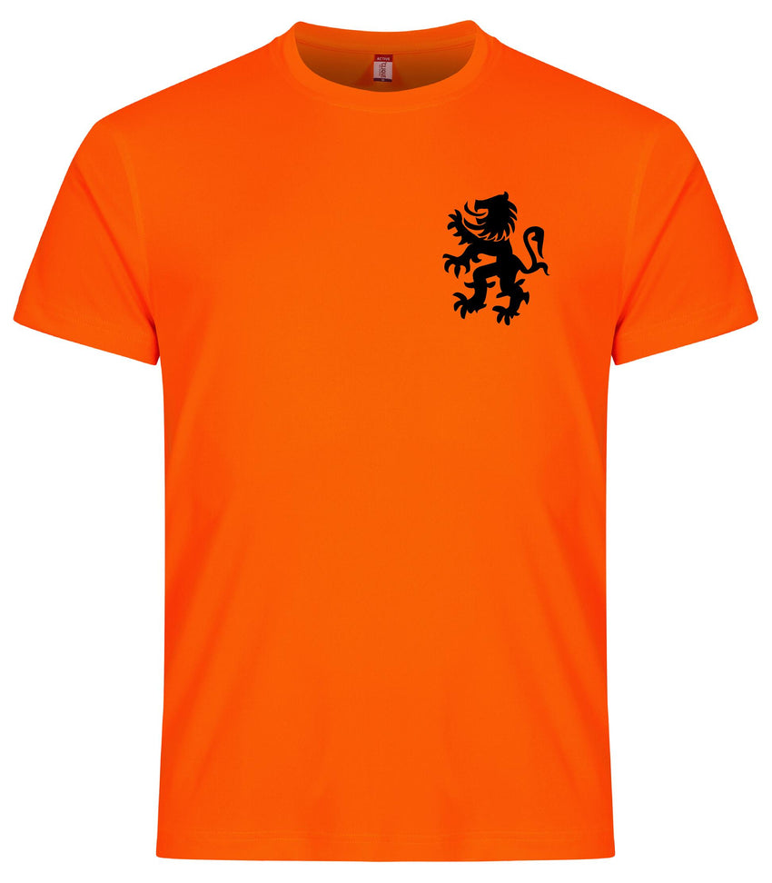 Leeuw zwart borstlogo koningsdag Heren sportshirt
