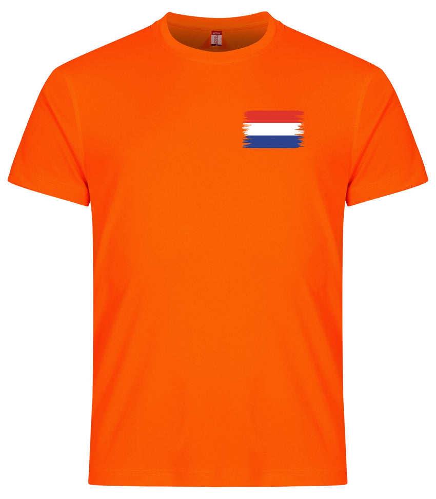 Koningsdag Heren sportshirt met Nederlandse vlag