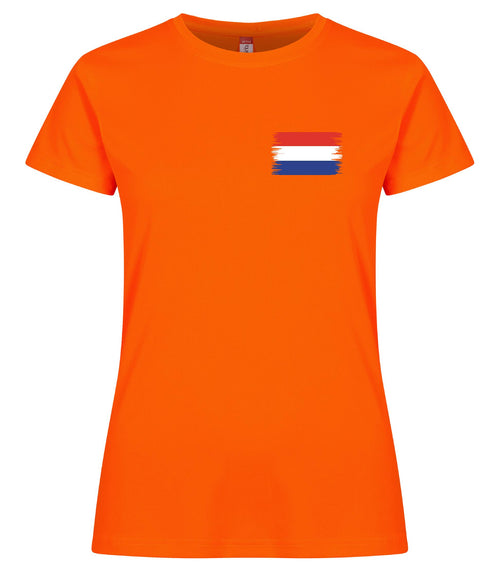 Koningsdag Dames sportshirt met Nederlandse vlag
