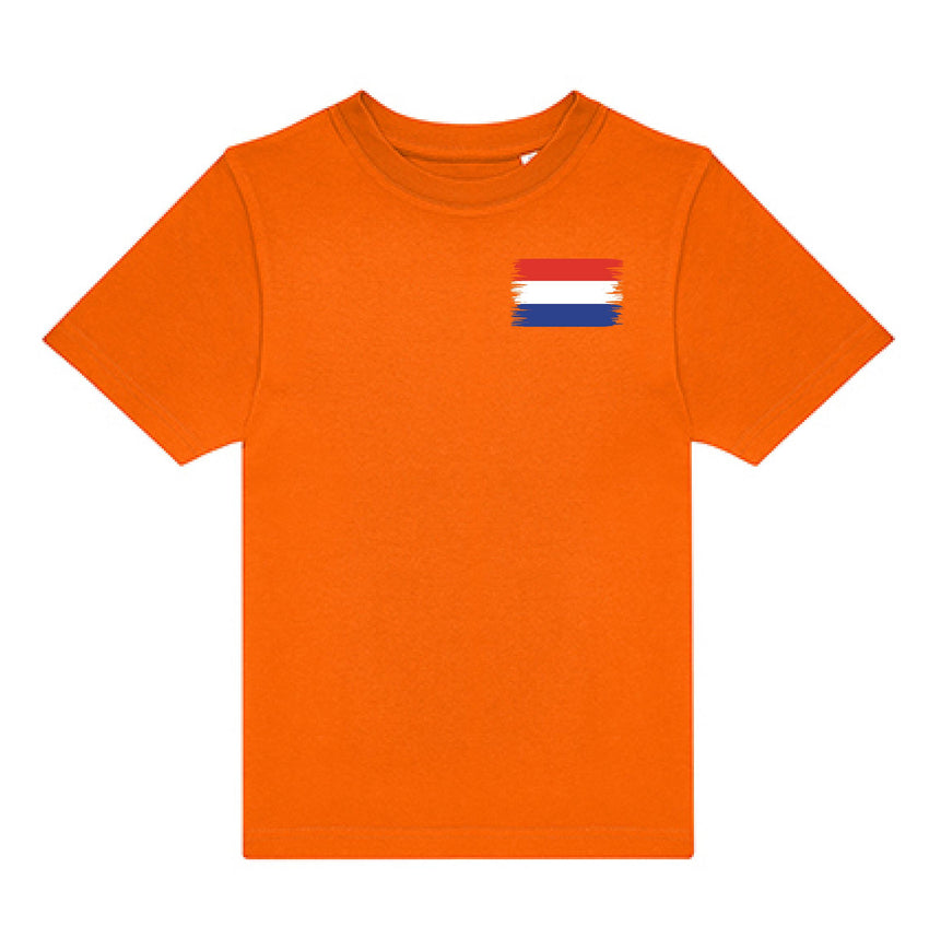 Nederlandse vlag borstlogo koningsdag Kindershirt