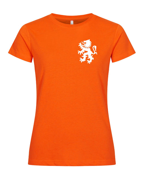Leeuw wit borstlogo koningsdag dames T-shirt