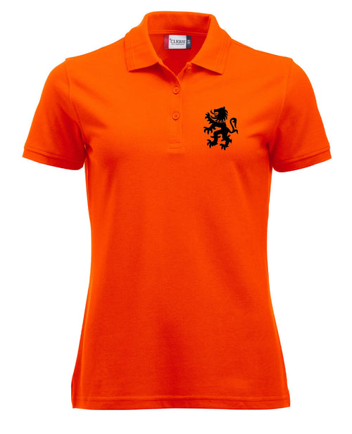 Leeuw zwart borstlogo koningsdag dames Polo
