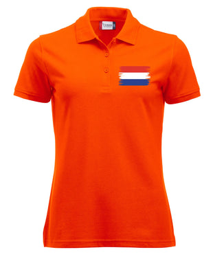 Nederlandse vlag borstlogo koningsdag Dames Polo