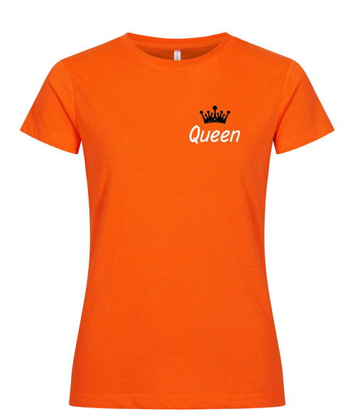 QUEEN borstlogo koningsdag dames T-shirt