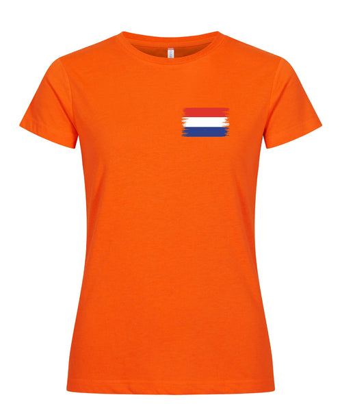 Koningsdag Dames t-shirt met Nederlandse vlag